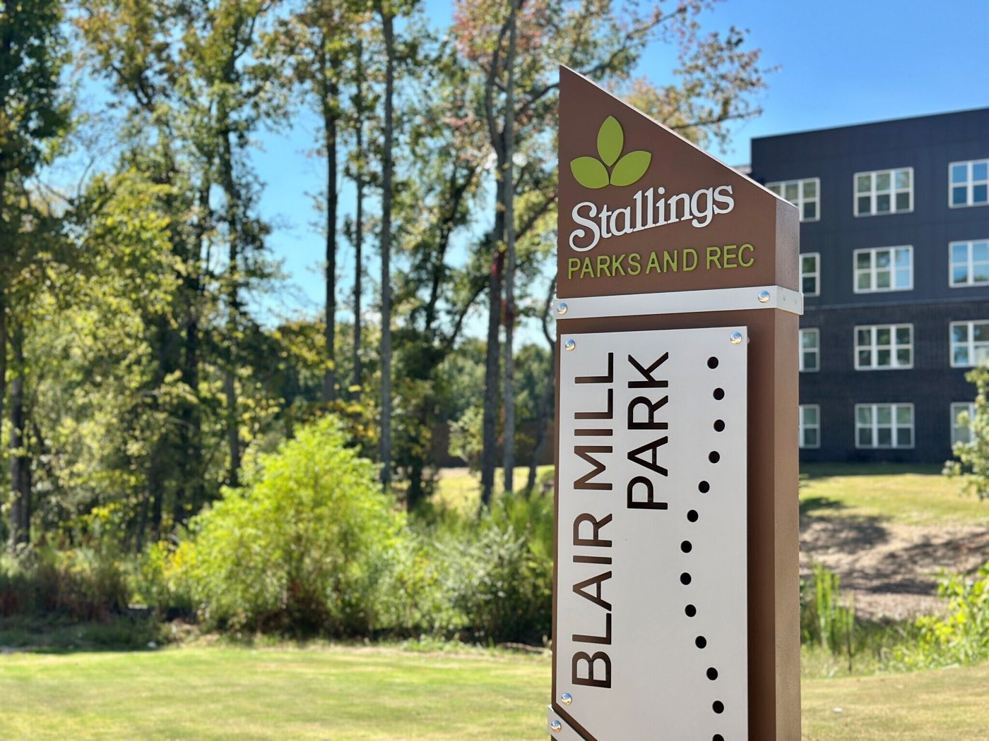Blair Mill Park parks and rec sign